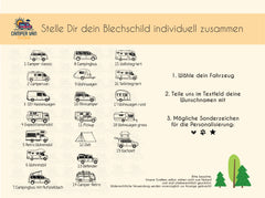 Blechschild für Camper – personalisiert – "Unterwegs und doch Zuhause"