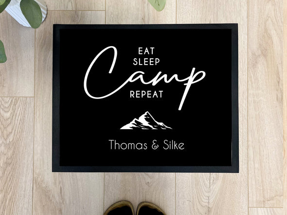 Fußmatte "Eat Sleep Camp Repeat BERGE"