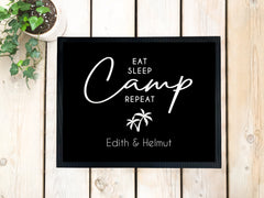 Fußmatte "Eat Sleep Camp Repeat PALME"