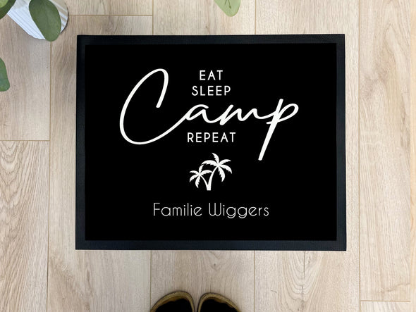 Fußmatte "Eat Sleep Camp Repeat PALME"