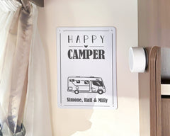 Blechschild für Camper – personalisiert – "Happy Camper"