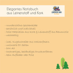 Notizbuch aus Kork und Leinen "Wandertagebuch Höhenlinien"