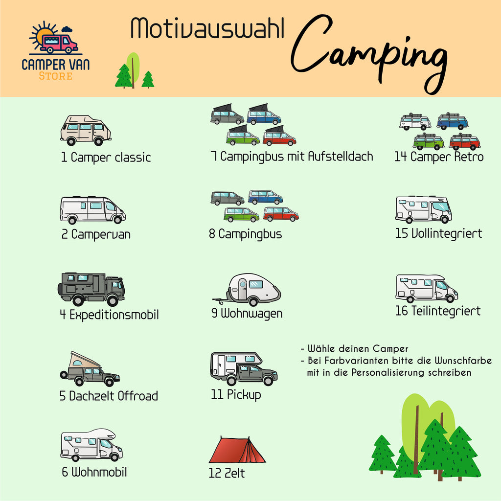 Camping Kissen "Road" bunt mit Wunschfahrzeug