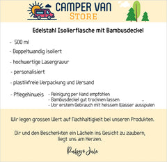 Edelstahl Isolierflasche "Vanlife"