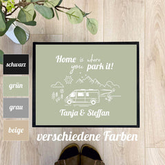 Fußmatte "Home is where you park it" personalisiert